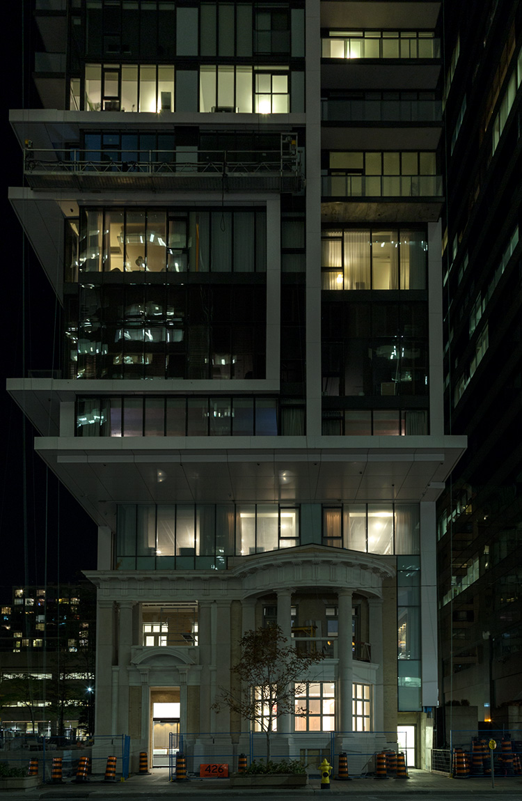20140922. The striking Residences at the RCMI at night, Toronto'