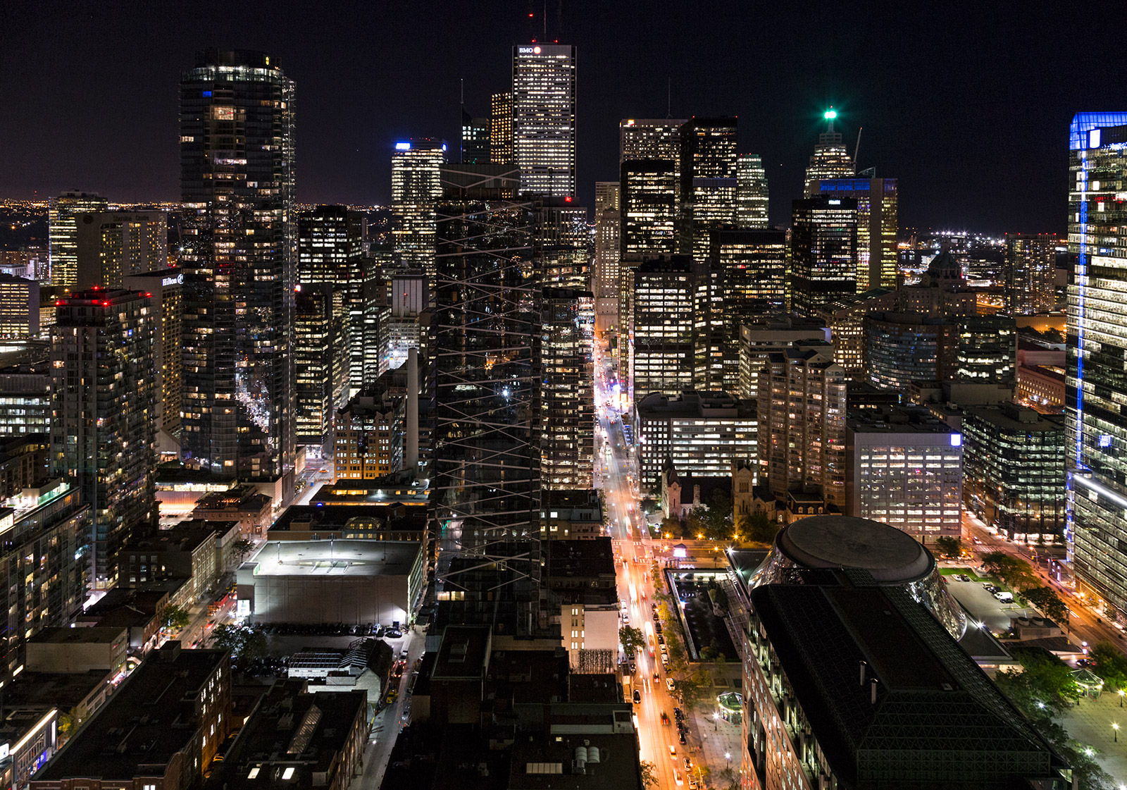 20140925. Looking east across Toronto's gleaming downtown at nig
