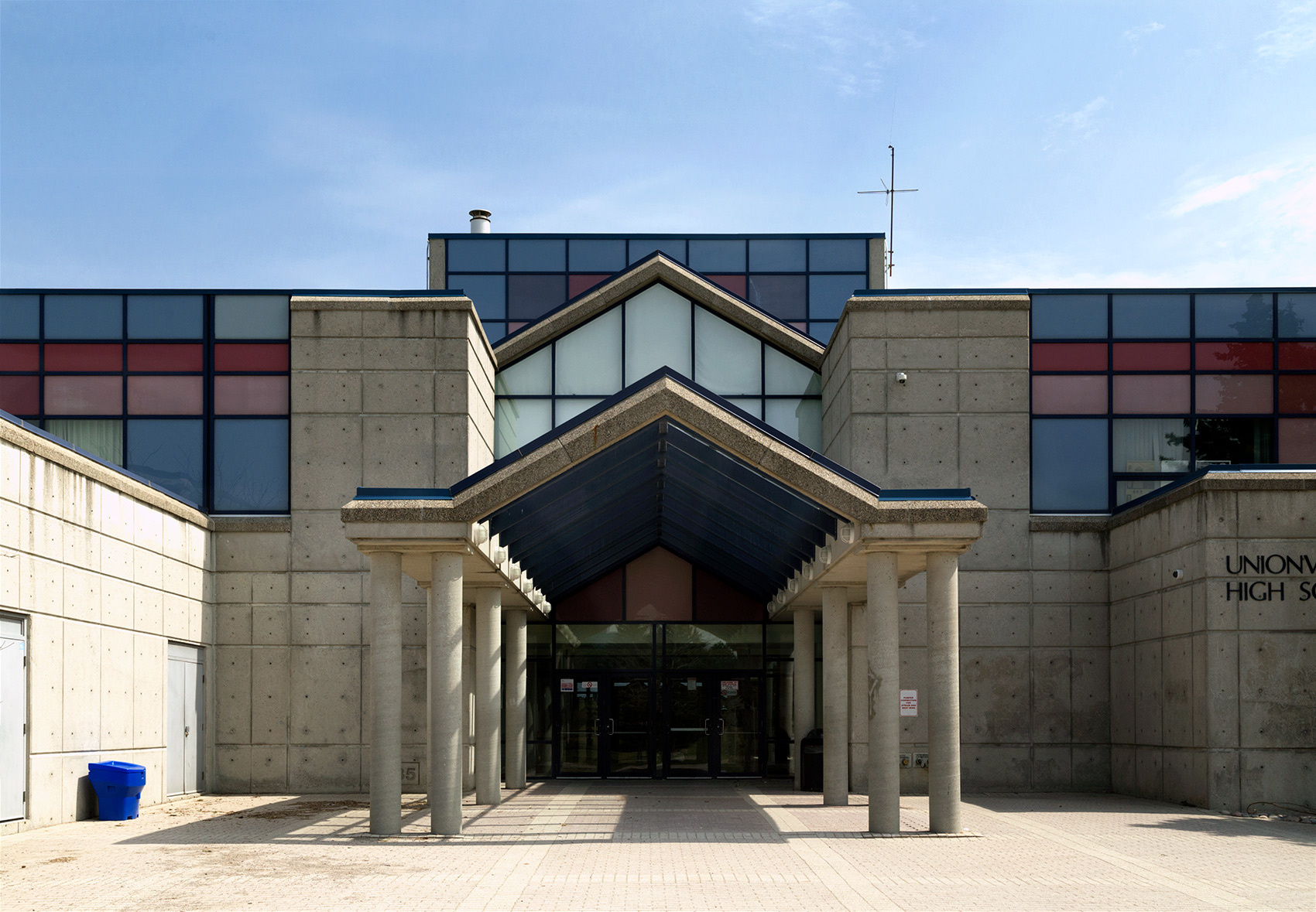 20150327. The concrete and coloured glass Unionville High School